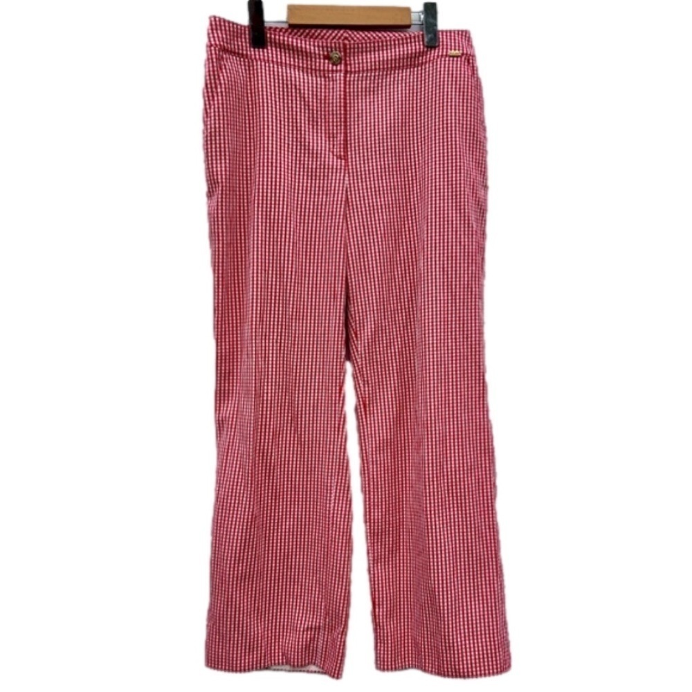 St. John Red And White Gingham pattern Pant Size 8 print